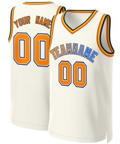 Custom Khaki Orange-White Classic Gradient Fashion Tops Basketball Jersey