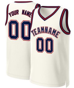 Custom Khaki Navy-White Classic Tops Basketball Jersey