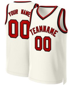 Custom Khaki Red-Black Classic Tops Basketball Jersey
