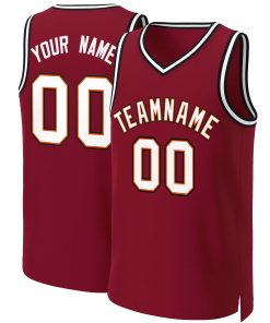 Custom Maroon White-Orange Classic Tops Basketball Jersey