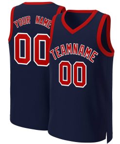 Custom Navy Red-White Classic Tops Basketball Jersey