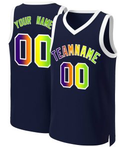 Custom Navy Purple-White Classic Gradient Fashion Tops Basketball Jersey