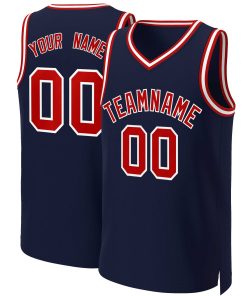 Custom Navy Red-White Classic Tops Basketball Jersey