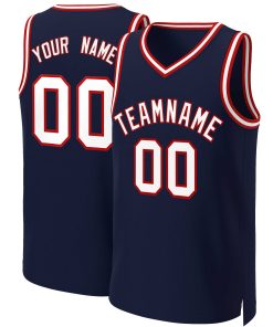 Custom Navy White-Red Classic Tops Basketball Jersey