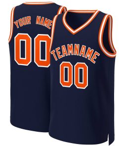 Custom Navy Orange-White Classic Tops Basketball Jersey