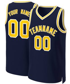 Custom Navy Yellow-White Classic Tops Basketball Jersey