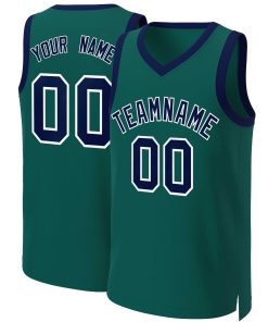 Custom Aqua Navy-White Classic Tops Basketball Jersey