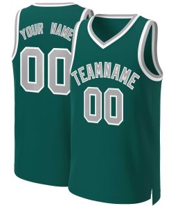 Custom Aqua Gray-White Classic Tops Basketball Jersey
