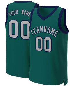 Custom Aqua Gray-Navy Classic Tops Basketball Jersey