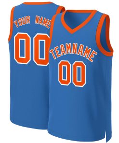 Custom Blue Orange-White Classic Tops Basketball Jersey