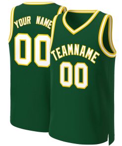 Custom Green White-Gold Classic Tops Basketball Jersey