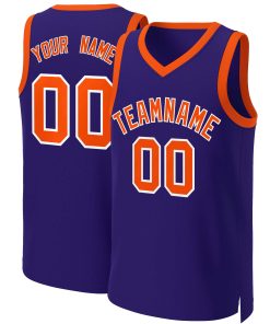 Custom Purple Orange-White Classic Tops Basketball Jersey