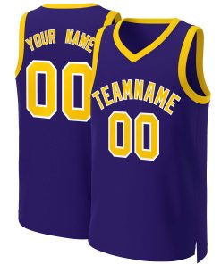 Custom Purple Gold-White Classic Tops Basketball Jersey