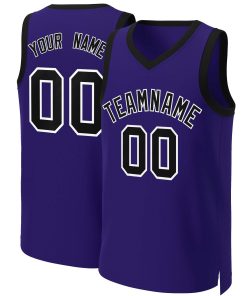 Custom Purple Black-White Classic Tops Basketball Jersey