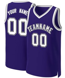 Custom Purple White-Black Classic Tops Basketball Jersey