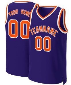 Custom Purple Orange-White Classic Tops Basketball Jersey