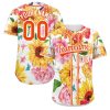 Custom Yellow Orange-White Graffiti Pattern Authentic Flower Baseball Jersey