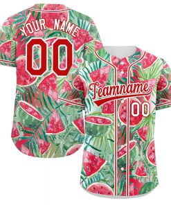 Custom Red Red-White Graffiti Pattern Authentic Watermelon Baseball Jersey