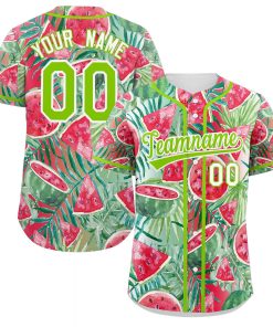 Custom Red Neon Green-White Graffiti Pattern Authentic Watermelon Baseball Jersey
