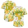 Custom Yellow Gold-Kelly Green Graffiti Pattern Authentic Flower Baseball Jersey