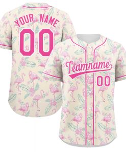 Custom Pink Pink-White Graffiti Pattern Authentic Flamingo Baseball Jersey