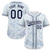 Custom Light Blue Navy-White Graffiti Pattern Authentic Palm Leaf Baseball Jersey