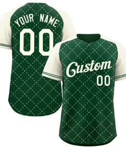 Custom Green Khaki-Green Rhombus Authentic Baseball Jersey