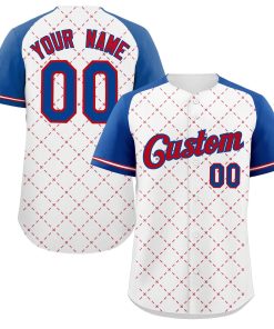 Custom White Red-Royal Rhombus Authentic Baseball Jersey