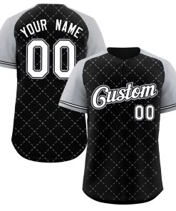 Custom Black White Black-Gray Rhombus Authentic Baseball Jersey