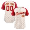 Custom Cream Red White-Old Gold Rhombus Authentic Baseball Jersey
