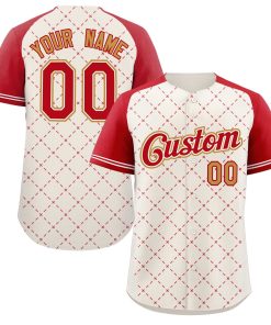 Custom Cream Red White-Old Gold Rhombus Authentic Baseball Jersey