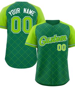 Custom Kelly Green Neon Green Kelly Green-White Rhombus Authentic Baseball Jersey
