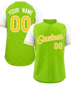Custom Neon Green Yellow-White Rhombus Authentic Baseball Jersey