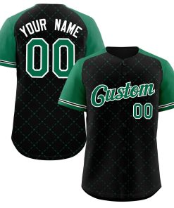 Custom Black Kelly Green-White Rhombus Authentic Baseball Jersey