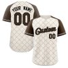 Custom Cream Brown-Black Rhombus Authentic Baseball Jersey
