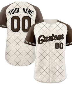 Custom Cream Brown-Black Rhombus Authentic Baseball Jersey