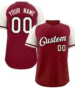 Custom Crimson Khaki-Black Rhombus Authentic Baseball Jersey