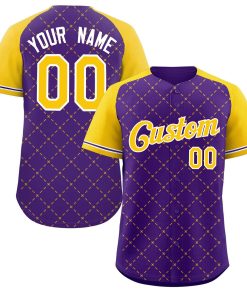 Custom Purple Gold-White Rhombus Authentic Baseball Jersey