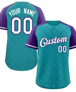 Custom Teal White-Purple Rhombus Authentic Baseball Jersey