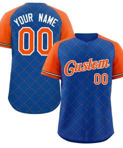 Custom Royal Orange-White Rhombus Authentic Baseball Jersey