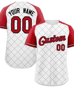 Custom White Red-Black Rhombus Authentic Baseball Jersey