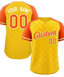 Custom Gold Orange-White Rhombus Authentic Baseball Jersey