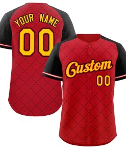 Custom Red Gold Red-Black Rhombus Authentic Baseball Jersey