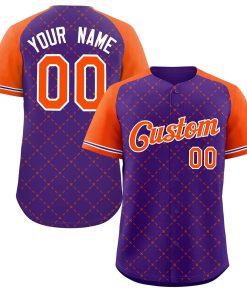 Custom Purple Orange-White Rhombus Authentic Baseball Jersey