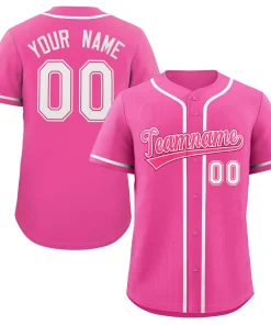 Custom Pink White Classic Style Authentic Baseball Jersey