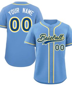 Custom Light Blue Royal-Yellow Classic Style Authentic Baseball Jersey
