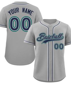 Custom Gray Navy-Gray Classic Style Authentic Baseball Jersey