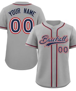 Custom Gray Navy-White Classic Style Authentic Baseball Jersey