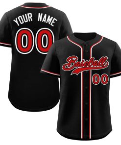 Custom Black Red-White Classic Style Authentic Baseball Jersey