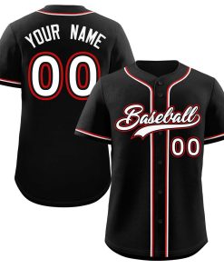 Custom Black White-Red Classic Style Authentic Baseball Jersey